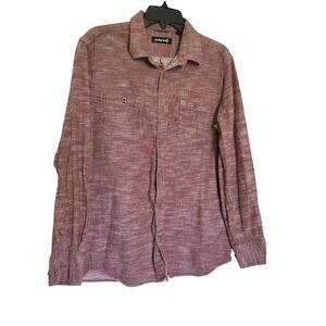 Solaris Mens Dark Red Rust Long Sleeve Collared Button-down Outdoor Shirt Medium